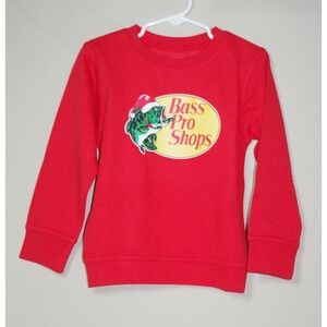 NWT - Bass Pro Shops 3T Toddler Red Christmas Santa Bass Logo Sweatshirt